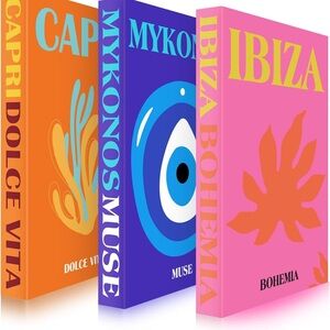 Decorative Faux Book Set Preppy Aesthetic Decor | Capri Mykonos Ibiza | New